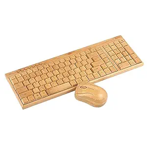 MG SALESS Wireless Wooden Keyboard and Mouse Wooden Wired Keyboard (Renewable Bamboo Wood) eco Friendly Compatible with All Software