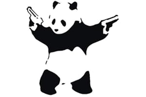 IDEAL STENCILS Pochoir Banksy - Panda Guns Pandamonium | Réutilisable Décor Maison & Art Artisanat Peinture Pochoir - semi transparent pochoir, XS/ 11X11CM