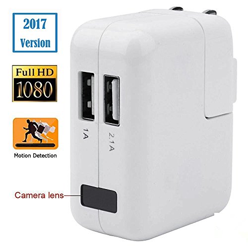 Preisvergleich Produktbild HD Bewegungserkennung Spion KameraKiniva 1080P Min Überwachungskamera versteckte Adapter kamera Nanny Spy USB Wand Ladegerät Kamera Weiß