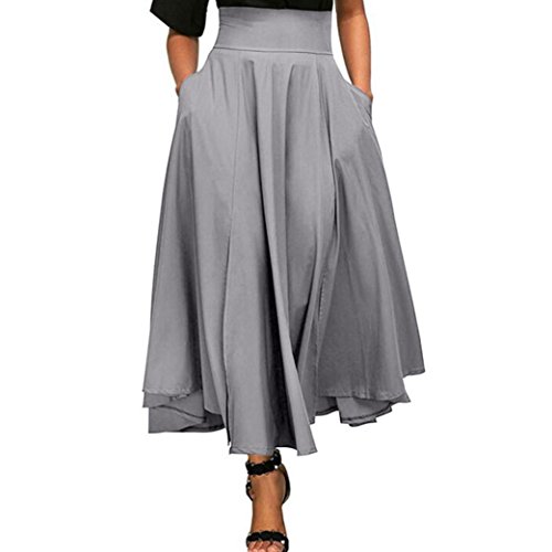 Maxi Skirt Women High Waist Pleated Long Skirt Casual Line