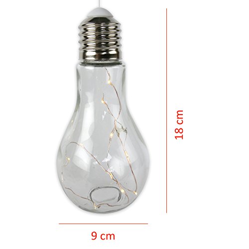 3 x Glühbirne Lampe Leuchte Gartenlampe Gartendeko mit LED-Beleuchtung zum Aufhängen „FUNKY LIGHT“ (klar) - 2