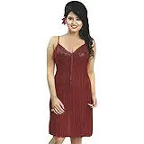 Indiatrendzs Stretchable Net Nighty Honeymoon Dress 3pc Set Sexy Maroon Lingerie Nightwear …