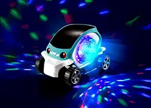 Prime 360-Degree Rotating Car Bump and Go Toy with 4D Flashing Lights and Sound for Kids Playing and Gifting Use (Multicolor) Pack of 1