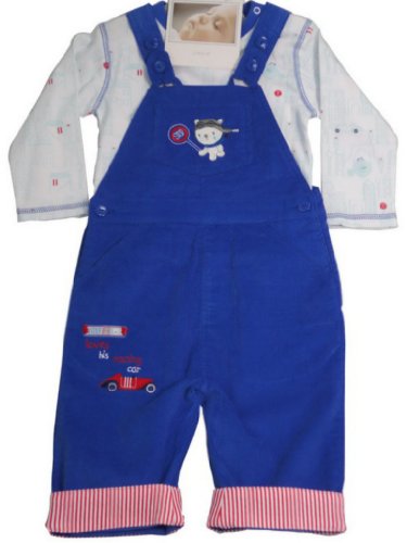 Dungaree Baby Boys 3-18 Months 2pc Set Cotton Allover Print. 3-6 months