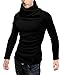 DJT Men Stylish High Collar Slim Fitted Long Sleeve Casual Pullover Top Sweater Sweatshirt Shirt Black Medium