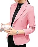 Muster Art: Einfarbig ORANDESIGNE Damen Elegant Blazer Langärmliger Anzugjacke Einfarbig Blazer Business Slim Fit Bolero Jacke Anzug Trenchcoat Rosa DE 36