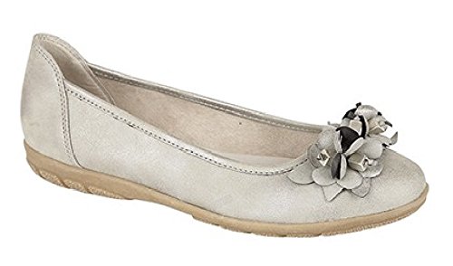 Wellness DAISY Ladies Floral Flat Pumps Pewter UK 6