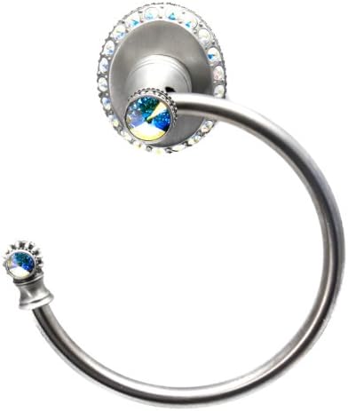 Carpe Diem Hardware Carpe Diem 1835-11AB Cache' II Towel ring left (lrg escutcheon) made with swarovski elements Satin Satin