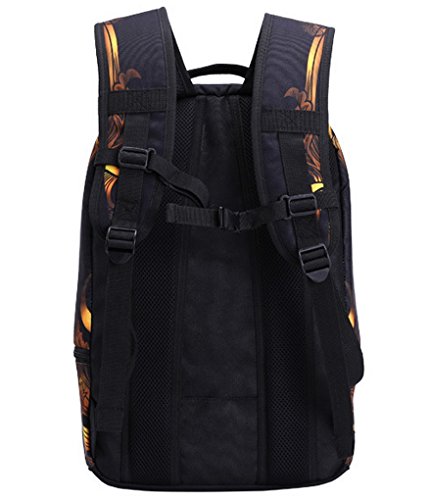 Smartstar – Sac à dos cartable 3D Animaux Imprimer Daypack pour Garçons Filles Sac de Voyage/Camping/ école/ Randonnée/Hiking – Crâne Or