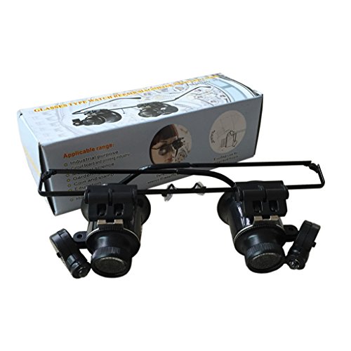 Doppia Lente Occhiali Ingrandimento 20X Volte Con Doppio LED Orologiai