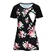 Produktbild Damen Mutterschaft T-Shirt Sommer Kurzarm Umstandsmode Print Umstandsshirt 2in1 Stillshirt & Umstandsshirt Stillzeit Umstandskleid (M, Schwarz)