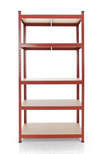 CLP Schwerlastregal, Metall, verzinkt, Tragkraft 875 kg, 5 Böden, Lagerregal Farbe + HÖHE wählbar rot, 180 x 90 x 45 cm - 3