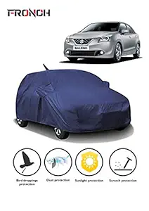 FRONCH Waterproof CAR Cover for Maruti Suzuki Baleno with Side Mirror Pocket (Blue)