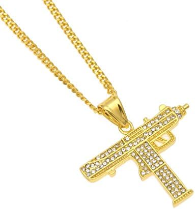 Keliay Alloy Pendant Necklace Iced Out Rhinestone With Hip Hop Miami Cuban Gold Chain Best for Gift