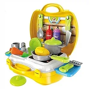 Kitchen Cooking Pretend Play Set Suitcase Toy, Gift for Boys Girls 3-8 Years Old Kids Great Gift (26 Piece Kitchen Set) (Kitchen Suitcase Toy)