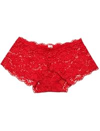 UltraFit Red Lace Panty| Self Design Women's Lace Low Waist Boyshorts| Lace Net Bridal, Bikini Sexy Panty