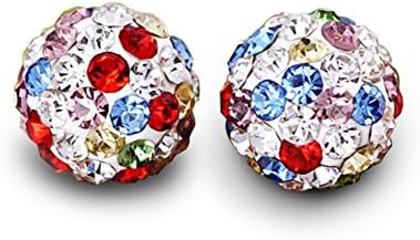 Glitter ball stud earrings 925 Sterling Silver, crystal element, Mixed color(Make With Swarovski Element)