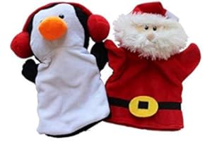 Toyland® Christmas Themed 2 Verschiedene Santa & Penguin Handpuppen (Santa)
