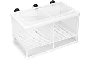 QCWWY Aquarium-Züchter, Mesh-Fischzuchtbox, Brüterei, Inkubator, Trennung, Aquarium-Zuchtbox mit Feststellfüßen, Stabile Fischzuchttank-Box mit Saugnapf (Groß mit Trennwand)