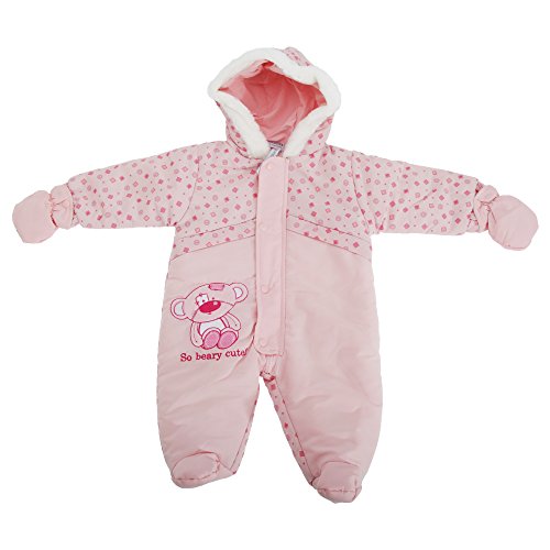 Baby Boys/Girls So Beary Cute All In One Hooded Winter Snowsuit (0-3 Months) (Pink)