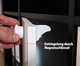 Unsichtbare Kindersicherung Magnetschloss für Schrank und Schubladen, Montage ohne Schrauben, Baby Schranksicherung Schubladensicherung mit Magnet - 5