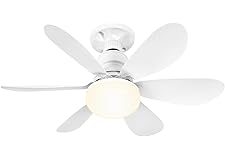 BuzzoXerex Ventilador Techo con Luz y Mando a Distancia, 52CM Lampara Ventilador Techo Pequeño con Ventiladores Silencioso, E27, Regulable en Colores y Velocidades Temporizador 6 Aspas
