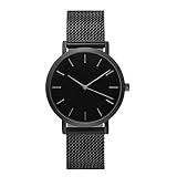 Herren Damen Uhr linqi1164 Armbanduhr für Männer Frauen Unisex Edelstahl Armband Armbanduhr Mesh-Metallband Analog Quarz Mode Herrenuhr Damenuhr Ultra-flach dünn Ultra Thin Dial Uhren (Schwarz)