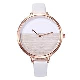Armbanduhren Mode-Accessoires, Frauen Dual Color Round Dial Quarz No Numbers Kunstleder Armbanduhr - Wei?