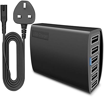 XINGDONGCHI 6 Port USB Charger 60W USB Wall Charging Hub, High Speed Portable with PowerSmart Technology Desktop Travel Charger Compatible with iPhone iPad Samsung or other devices charged with usb(Hubs3)