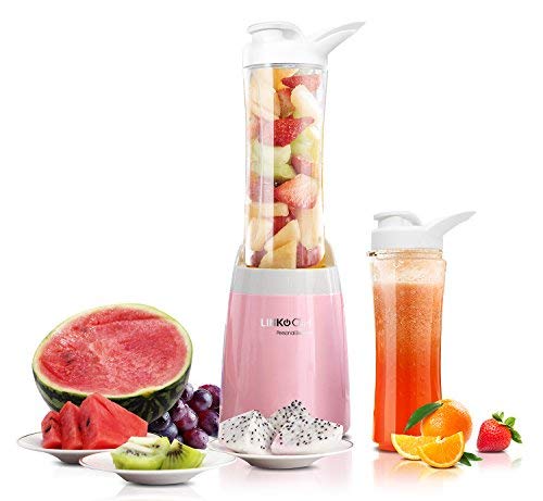 Mini Blender LINKChef Personal Blender with 2 Tritan BPA-Free Travel Sport Bottles, Smoothies Blender for Smoothies and Shakes, Removable Blade Assembly, BPA-Free Pink (PB-6530)- 3 Years Warranty