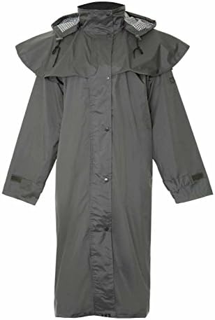 Country Estate Ladies Sandringham Full Length Waterproof Fabric Lightweight Lined Riding Cape Coat Jacket Trench Coats Macs Lined Detachable Hood Taped Seams Walking Outdoors Countrywear Olive Green Size 16