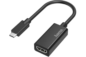 ‎HAMA Hama USB C auf HDMI Adapter, 4K Ultra HD 30 Hz (USB C Adapter zum Anschluss von PC, Laptop, MacBook, Tablet, iPad an Monitor, TV, Beamer, kompatibel mit Thunderbolt 3, 4, edles Gehäuse), schwarz