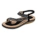 Produktbild SHE.White Das neue Damen Sommer Sandalen Bohemian Strass Flach Sandaletten Sommer Strand Schuhe Gummiband Sommerschuhe Offener Zeh Atmungsaktiv Flip-Flop Beige Schwarz Dunkelblau Blau 36-43