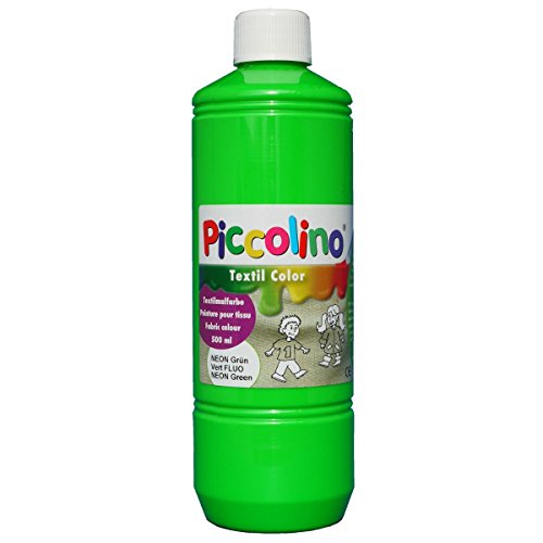 PICCOLINO Stoffmalfarben Textilfarben Set 5 Neon-Farben je 500ml – Neongelb Neonorange Neonpink Neongrün Neonviolett - 6