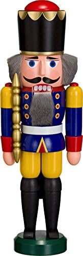 Seiffener Volkskunst German nutcracker King blue, height 29 cm / 11 inch, original Erzgebirge by SV 11301/2