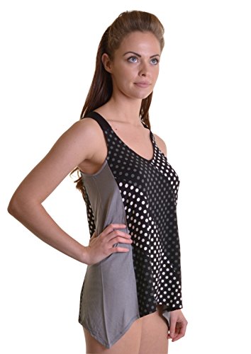 Classy DKNY Sleeveless V Neck Tank Top with Swirly Dot Detail, Black, Medium (UK 14)