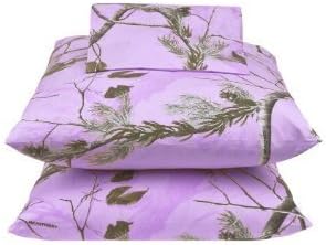 Kimlor Realtree Ap Lavender Camo 4 Pc Full Size Sheet Set (1 Flat Sheet, 1 Fitted Sheet, 2 Pillow Cases)