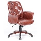 LeMonde Fauteuil à roulettes Fauteuil de Bureau Chaise de Bureau Ordinateur Réglable en PU Cuir avec 5 roulettes Pivotant Durable Brun