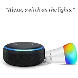 Echo Dot (Black) Combo with Wipro 9W LED Smart Color Bulb - Smart Home Starter Kit