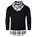 Produktbild B-commerce Casual Bluse - Männer Plaid Patchwork Langarm Haufen Haufen Kragen Panel Shirt 2019 Splice Schwarz und Weiß Farbe Block Top T-Shirt