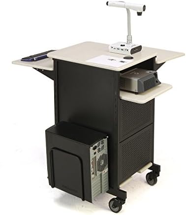Oklahoma Sound PRC-450 Jumbo Plus Presentation Cart, 33" Length x 21" Width x 40" Height, Ivory Woodgrain