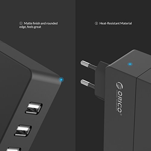 ORICO USB Ladegerät 4 Anschlüsse, 34W, Schnell Ladegeschindigkeit – für iPhone, iPad, Samsung Galaxy, HTC, Moto, LG, Android Smartphones und Tablets – Schwarz - 7