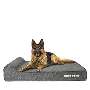 The Dog?s Bed Orthopedic Headrest Dog Bed XL Grey Poly-Linen 46x28x6, Memory Foam, Pain Relief for Arthritis, Hip & Elbow Dysplasia, Post Surgery, Lameness, Calming, Waterproof Washable Covers