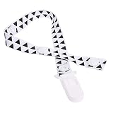 Coogel Baby Pacifier Holder Clip Boys Girls Loop Cart Hang Rope Black Print White (G)