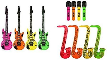 Inflatable Guitar, Saxophone,Microphone - 3 ASSORTED ITEMS