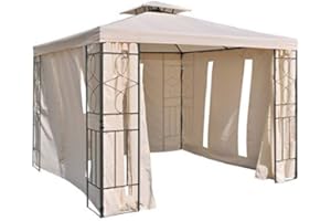 habeig Pavillon Seitenteile mit Fenster & Reißverschluß an jeder Seite 4Stück ohne Pavilliongestell (Beige #34)