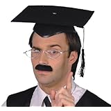 Smiffy's Deluxe Mortar Felt Board Hat with Tassel - Black