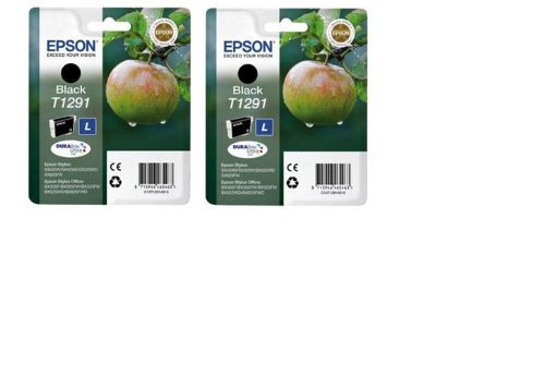 Epson T1291 Schwarz Doppelpack = x2 T1291 Black Ink Cartridge