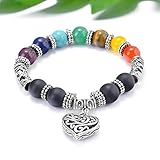 Diámetro de la pulsera:7cm Ancjiape Professional 10 mm obsidiana Serial Pulsera&Pulsera Color Ruleta corazón Colgante Pulsera Pulsera para Mujeres(None G000150-3381 Sand Black Glass)