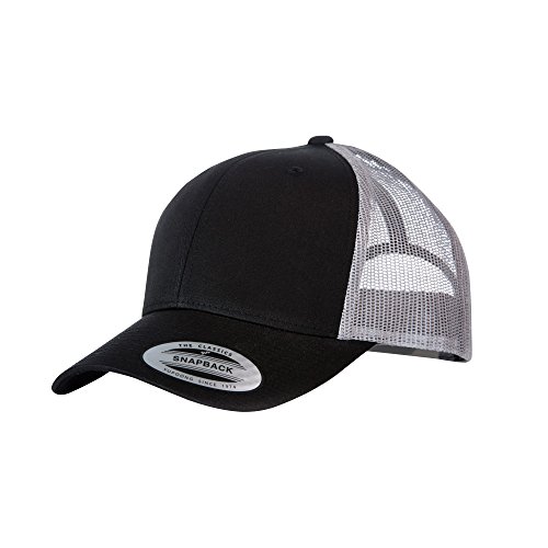 Yupoong Flexfit - Gorra estilo camionero retro ajustable (Talla Única/Negro/gris)